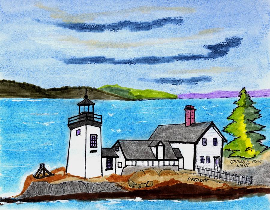 Grindle Point Light Drawing by Paul Meinerth - Fine Art America