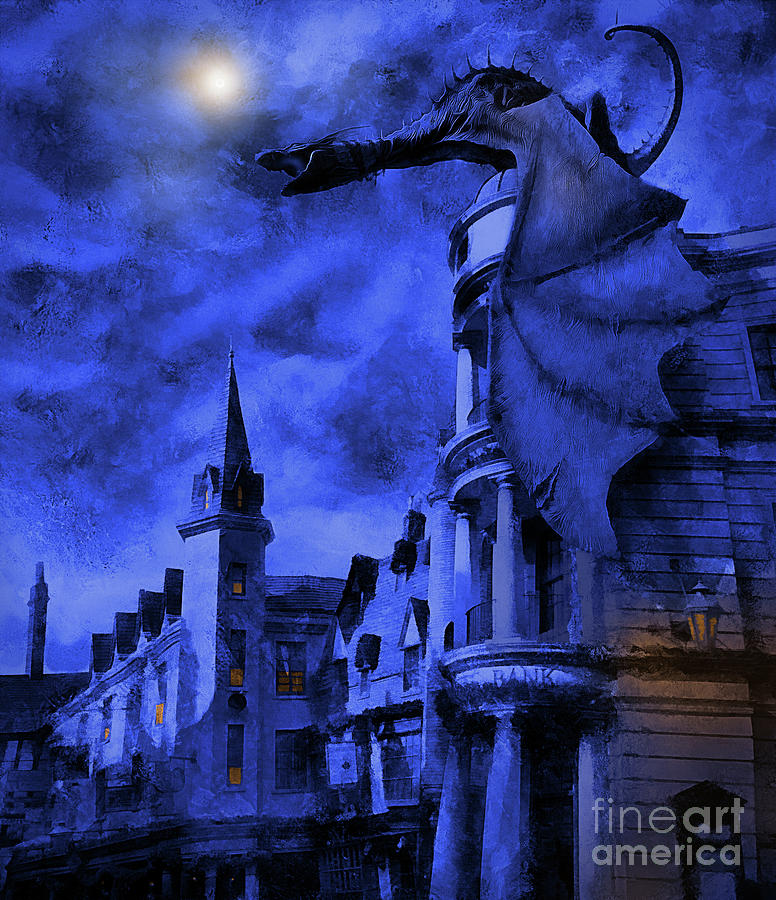 Gringotts Dragon At Night Photograph by Cedric Hampton