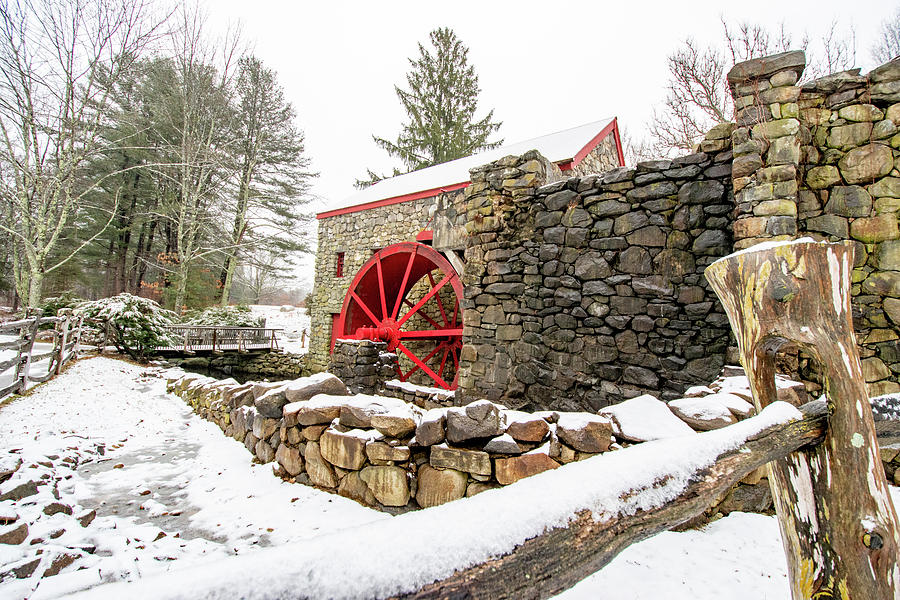 Grist Mill in the Snow  Photograph by Sally Cooper