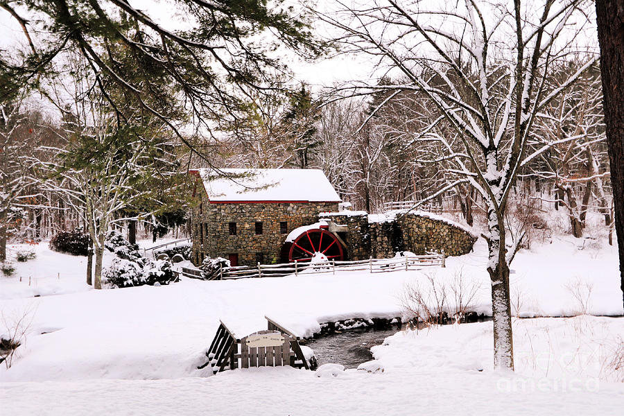Grist Mill In Winter Photograph