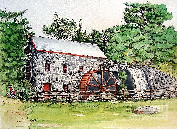 Grist Mill Painting by Terry Banderas - Pixels