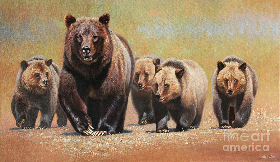 Yellowstone National Park Painting - Grizzly 399 Yellowstone Park by Cynthie Fisher