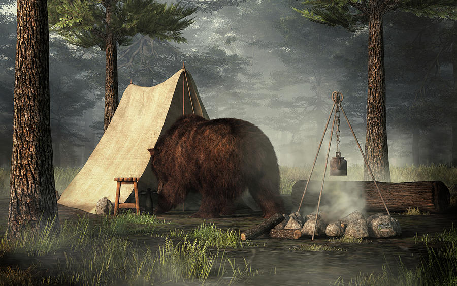 Grizzly Bear Alarm Clock Digital Art by Daniel Eskridge