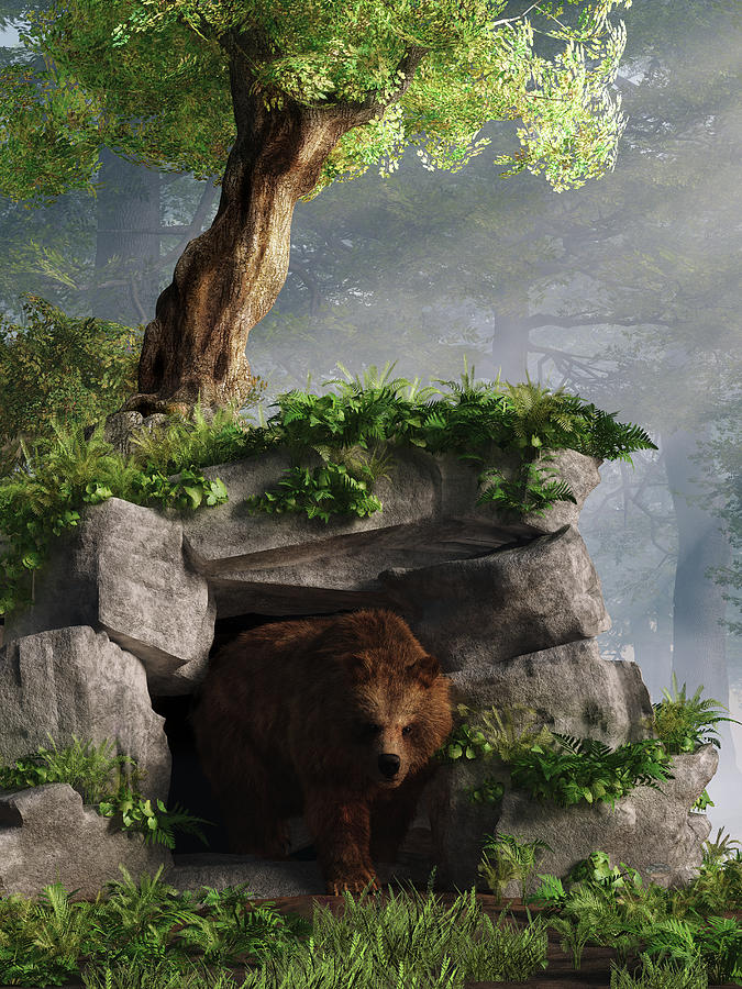 Grizzly Bear Cave Digital Art by Daniel Eskridge