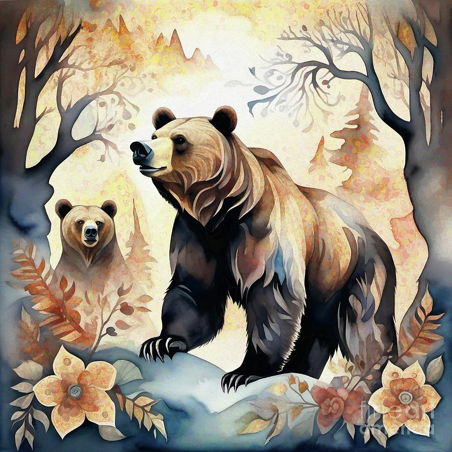 Grizzly Bears In The Forest - 02152 Digital Art by Philip Preston ...