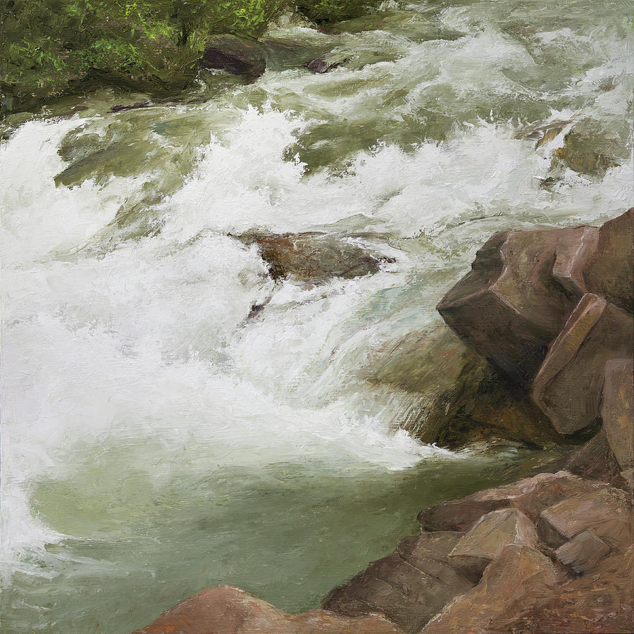 Grizzly Creek Spring Melt White Water Painting by Hone Williams