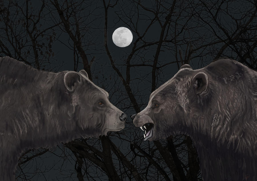 Grizzly Night Mixed Media by Judy Cuddehe