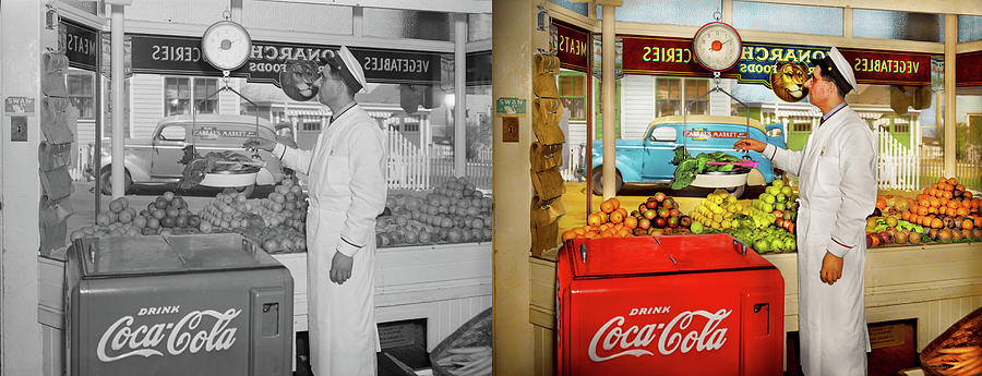 Grocery - Provincetown, MA - Anybodys Fruit 1942 - Side by Side Photograph by Mike Savad