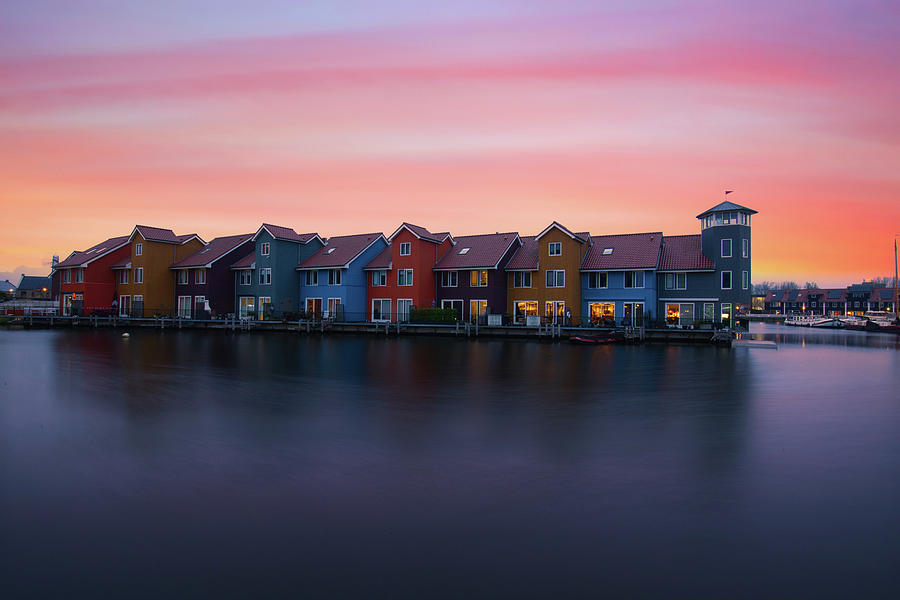 Groeningen houses at sunset Photograph by Pietro Ebner