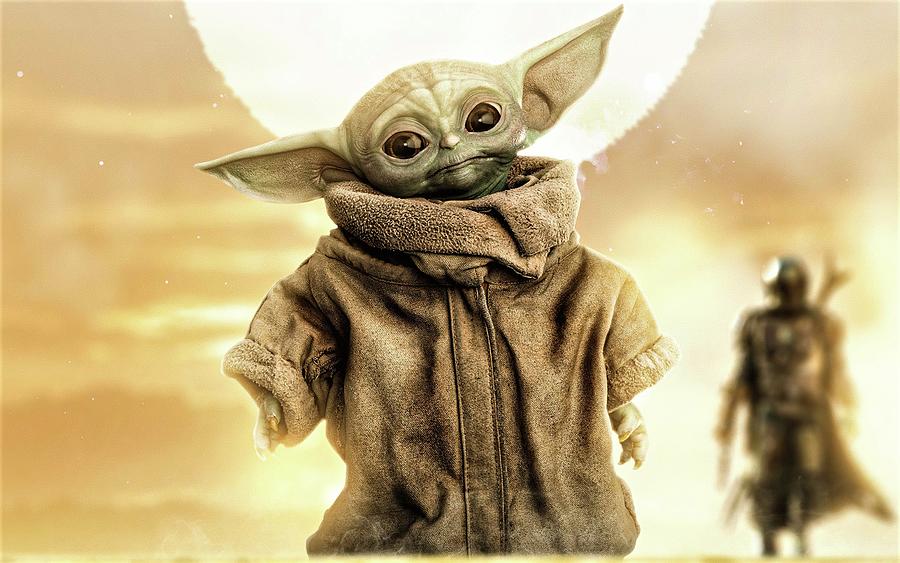 Grogu Baby Yoda and The Mandalorian Digital Art by Digital Images