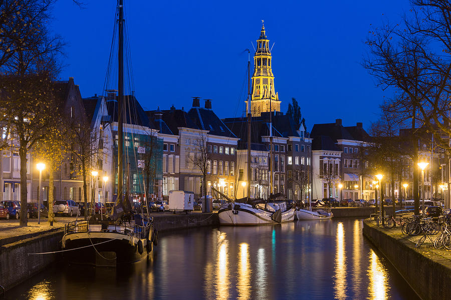 Groningen city view in the evening, the Netherlands Photograph by Frans Sellies