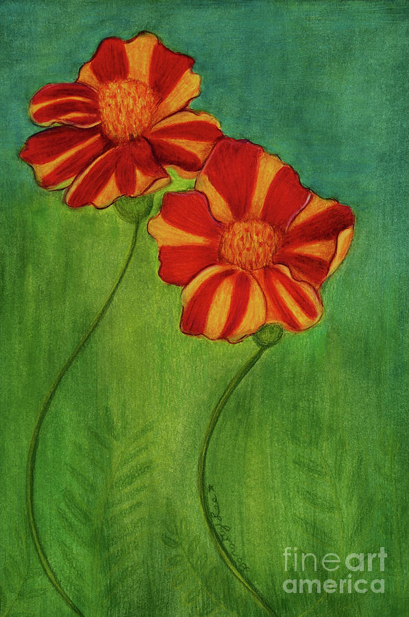 Groovin Marigolds Mixed Media by Dorothy Lee