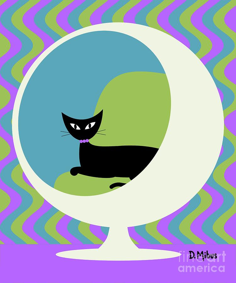Groovy Ball Chair Purple Green Blue Digital Art by Donna Mibus