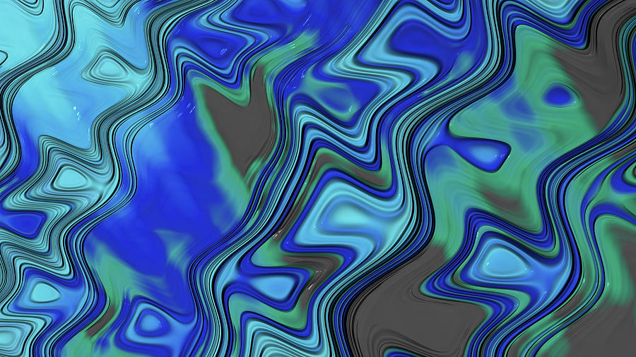 Groovy Blues Fractal Abstract Digital Art by Shelli Fitzpatrick