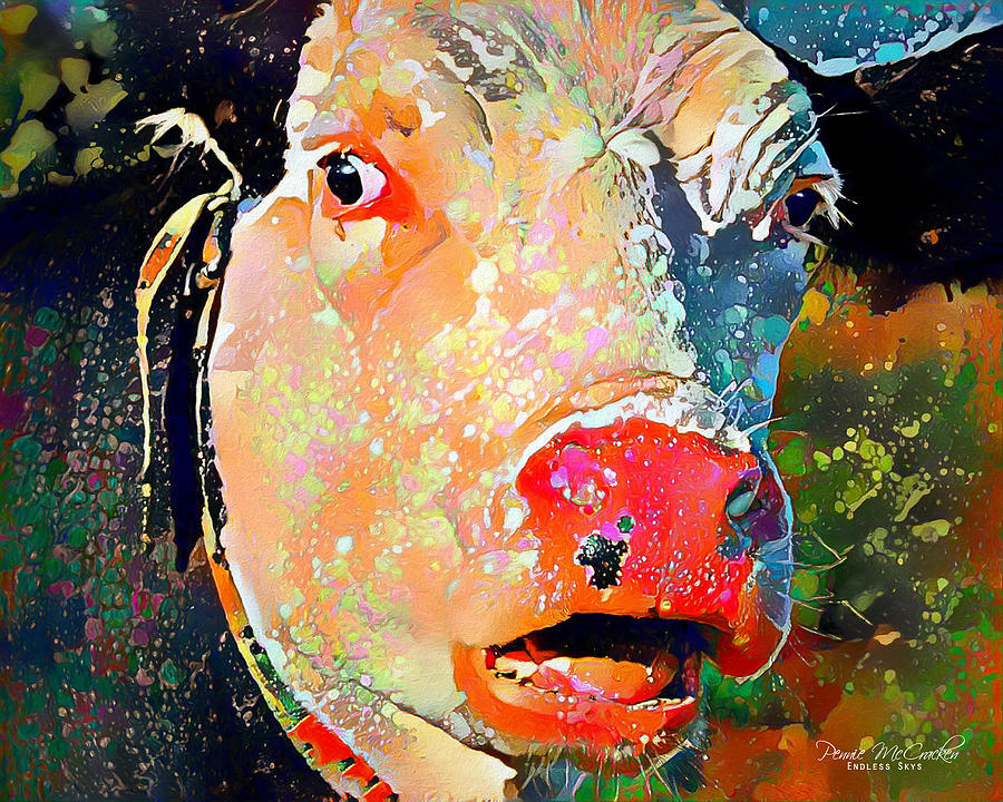 Groovy Cow Digital Art by Pennie McCracken