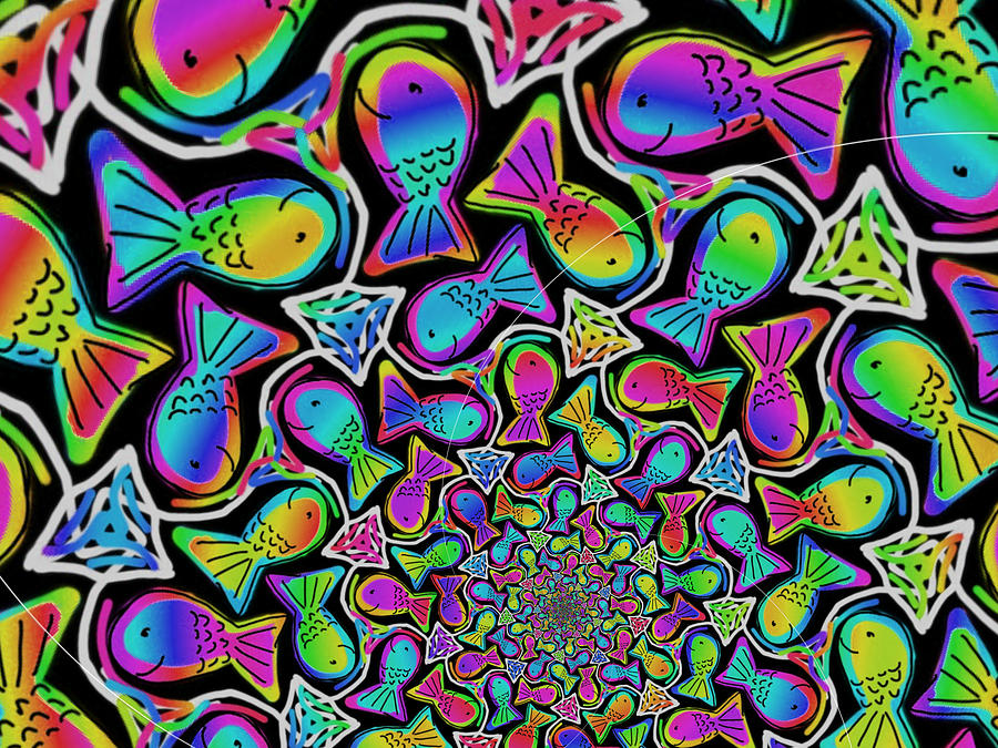 Groovy Fish Spiral Digital Art by Eileen Backman