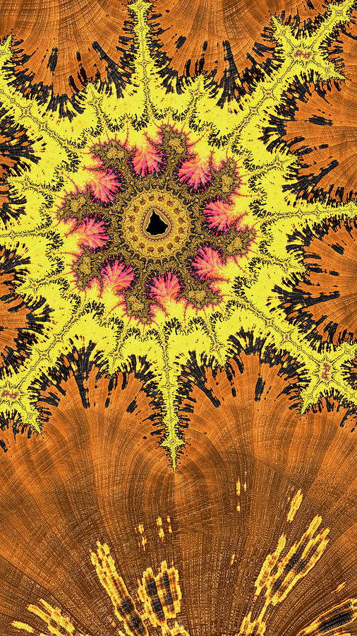 Groovy Fractal Sun Mandala Digital Art by Shelli Fitzpatrick