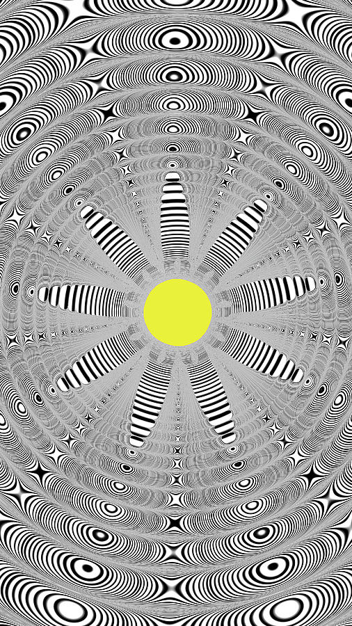 Groovy Graphic Fractal Sun Flower  Digital Art by Shelli Fitzpatrick