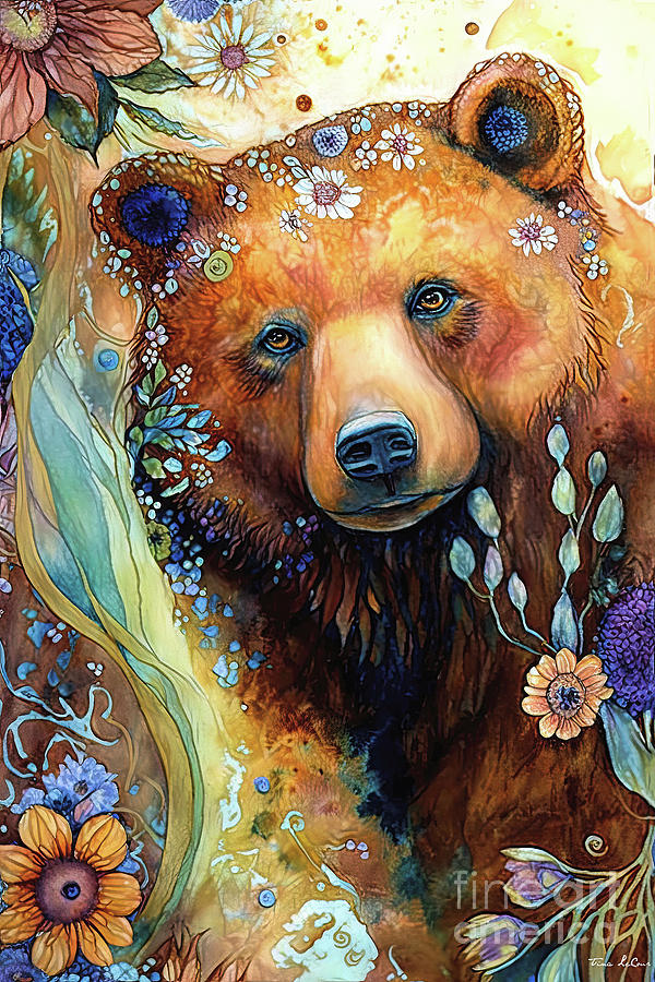 Yellowstone National Park Painting - Groovy Grizzly by Tina LeCour