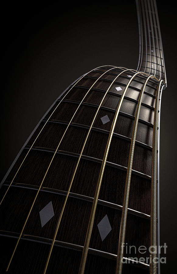 Abstract Digital Art - Groovy Guitar Neck by Allan Swart