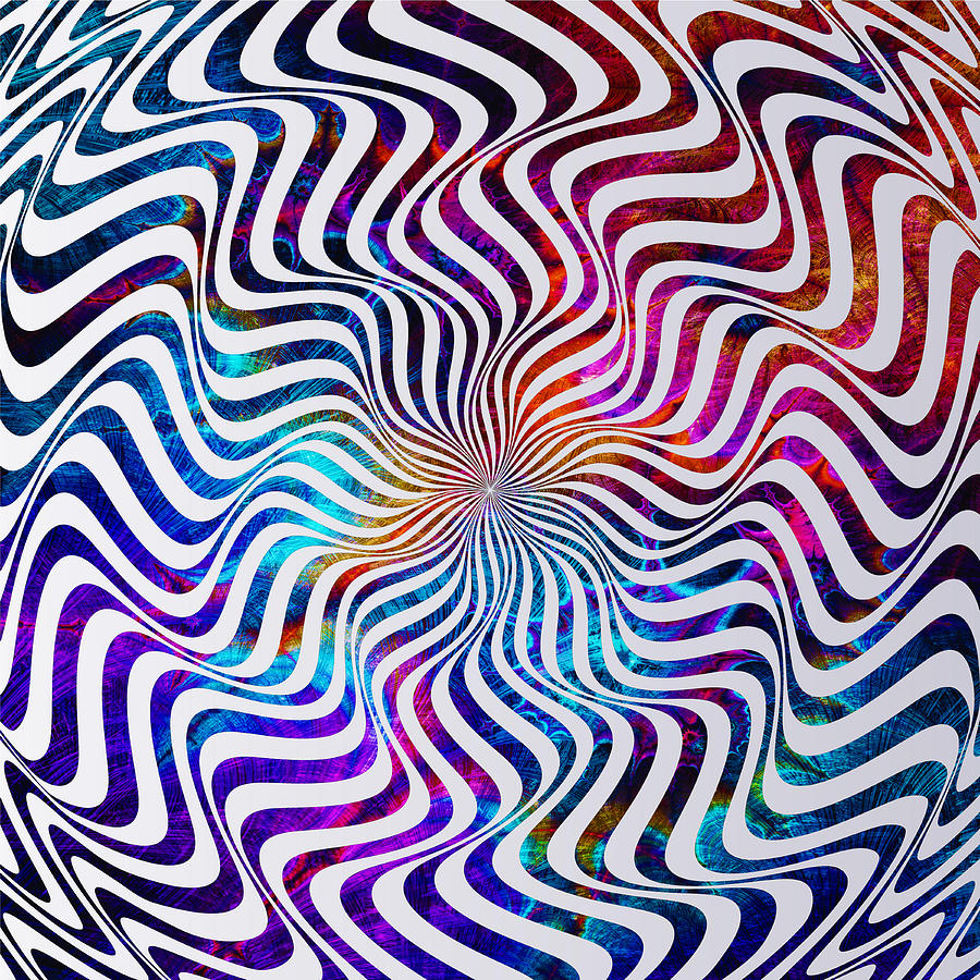 Groovy Hippie Hipster Retro Vintage Spiral Abstract Illusion Color Painting by Tony Rubino