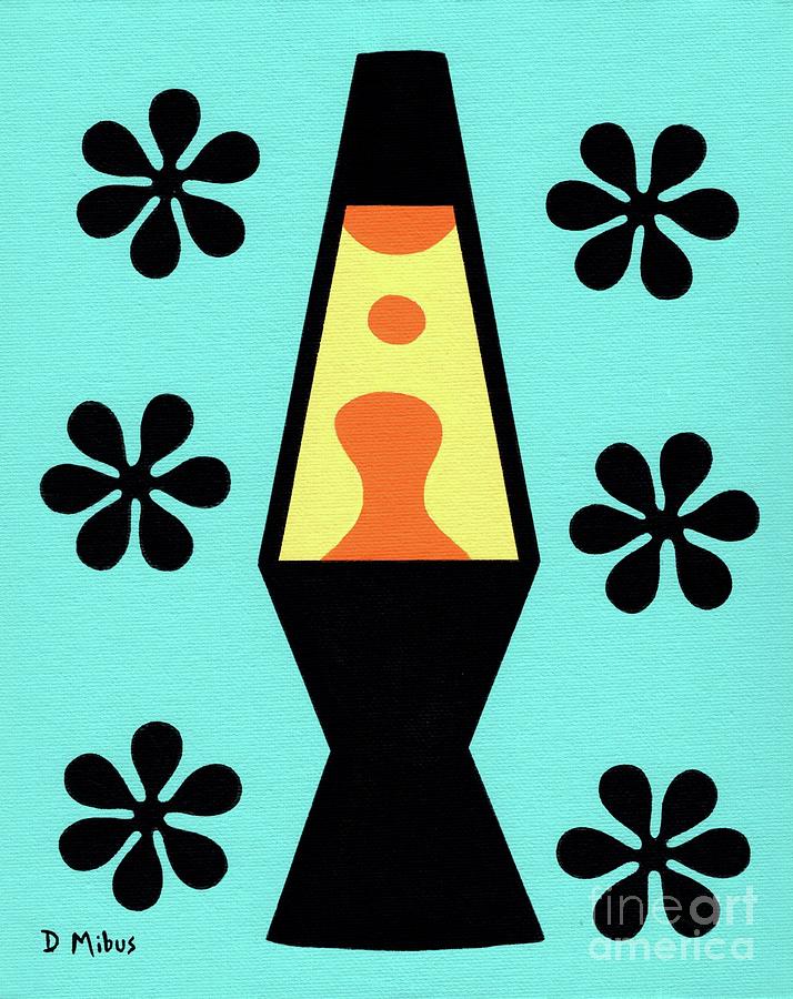 Groovy Lava Lamp with Flowers Painting by Donna Mibus