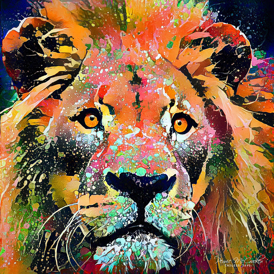 Groovy Lion Digital Art by Pennie McCracken
