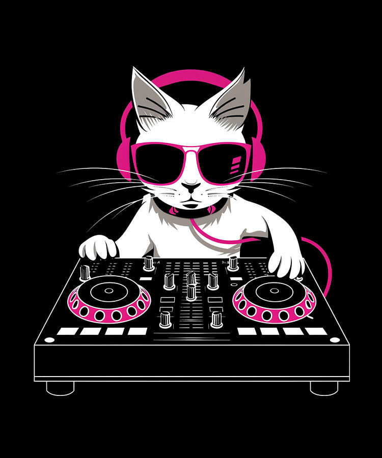 Music Digital Art - Groovy Mews Cat DJ by Rush
