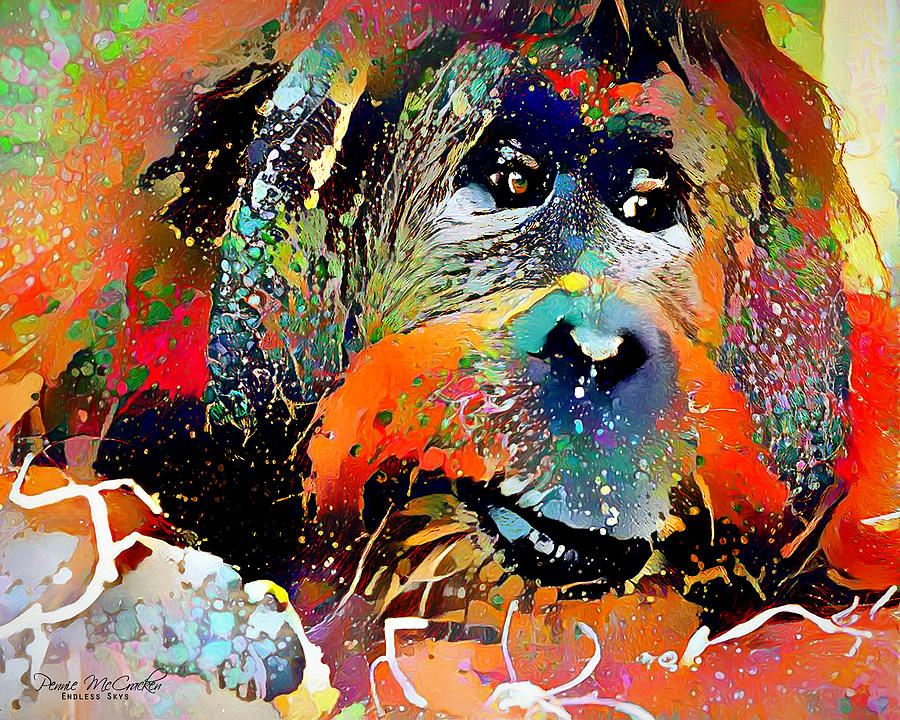 Groovy Orangutan Digital Art by Pennie McCracken