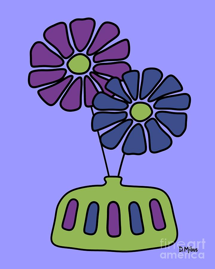 Groovy Purple and Blue FLowers Digital Art by Donna Mibus