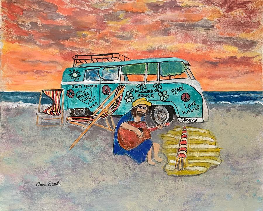 Groovy Sunrise at the Beach Painting by Anne Sands