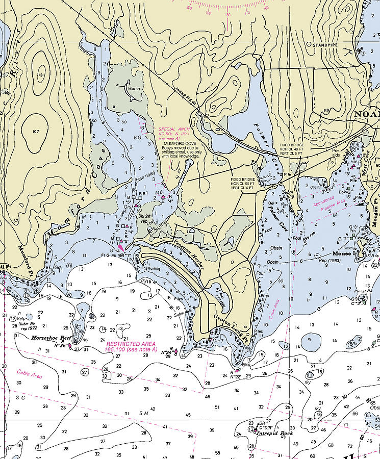 Groton Long Point Connecticut Nautical Chart Digital Art by Bret