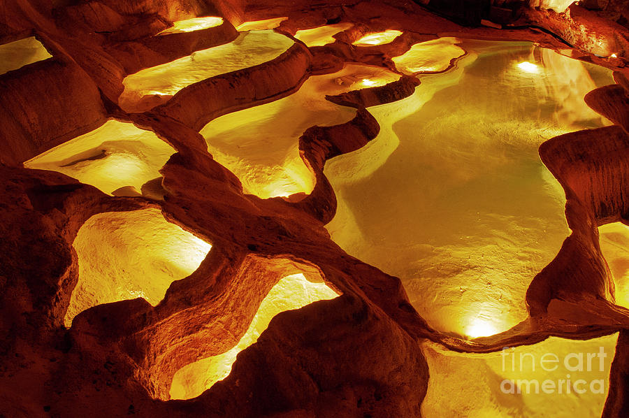 Grotte de St. Marcel Colored Pools Photograph by Bob Phillips