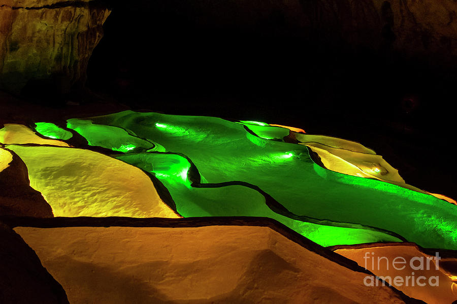 Grotte de St. Marcel Green - Yellows - Golds Photograph by Bob Phillips