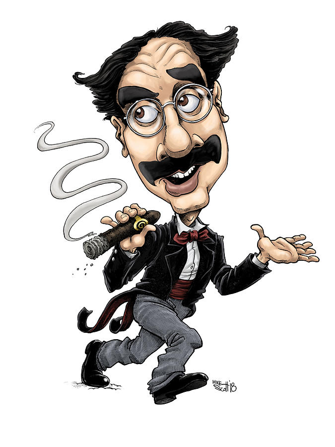 Groucho Marx, color Drawing by Mike Scott