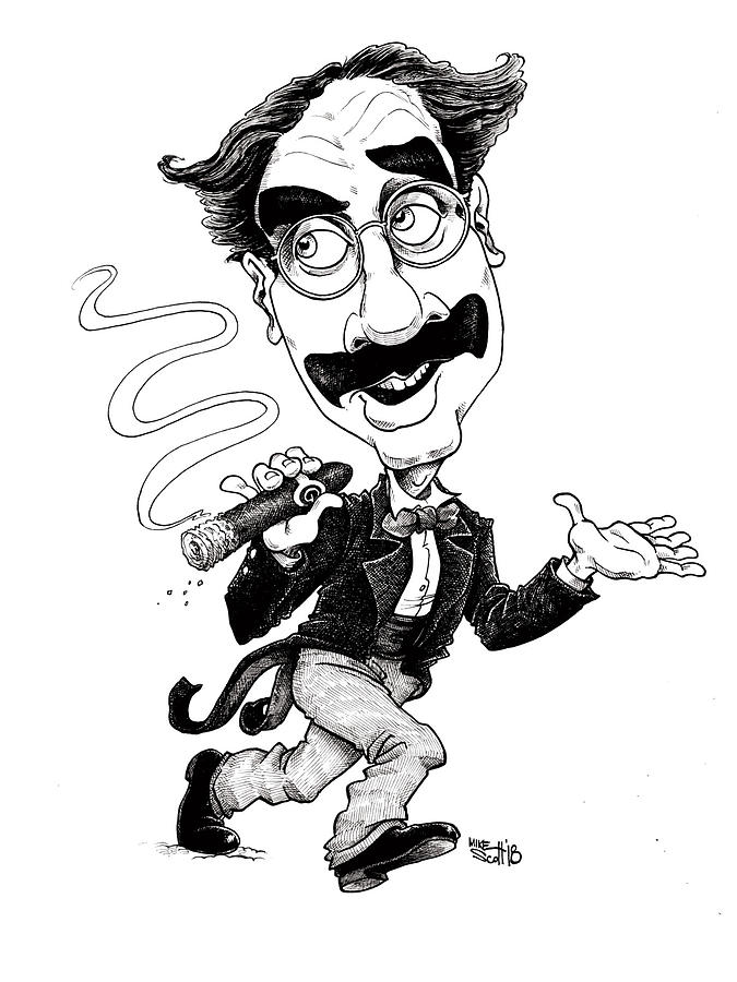 Groucho Marx Drawing by Mike Scott