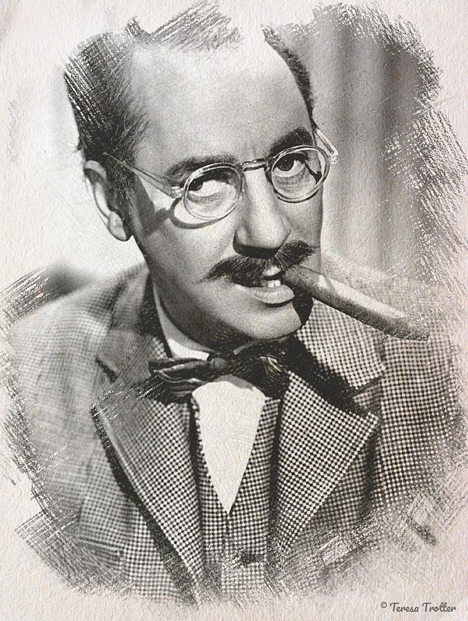 Groucho Marx Sketch Drawing by Teresa Trotter