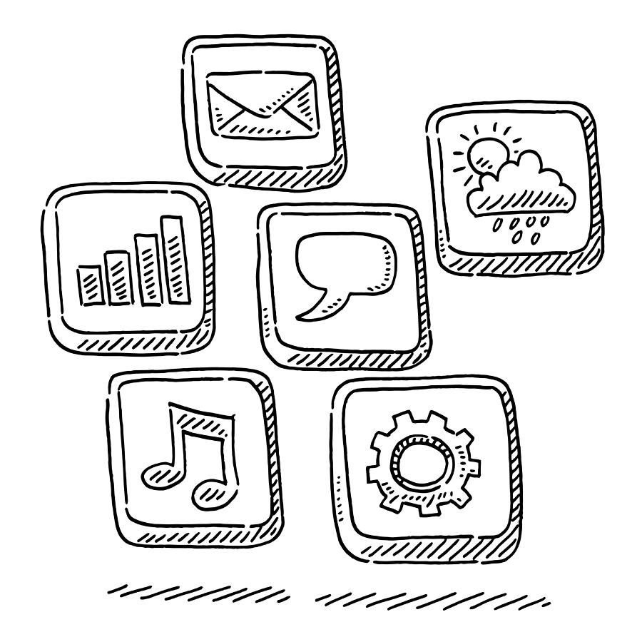 Group Of App Icons Drawing Drawing by FrankRamspott