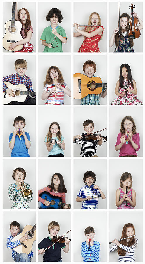 Group of children  playing musical instruments Photograph by Flashpop