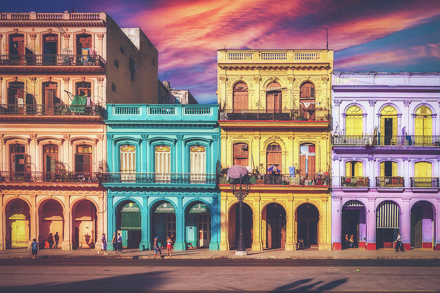 Group of famous colorful old buildings in Havana Photograph by Karel Miragaya