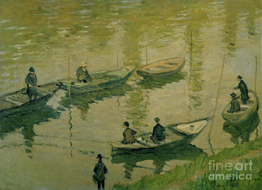 Group of fishermen on the Seine near Poissy, 1882, Monet Painting by Claude Monet