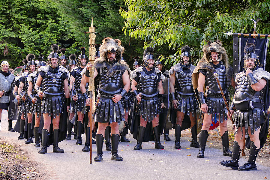 Group of men disguised as Roman legionaries during the Arde Lvcvs festival in Lugo, Galicia, Spain Photograph by Photo by Victor Ovies Arenas