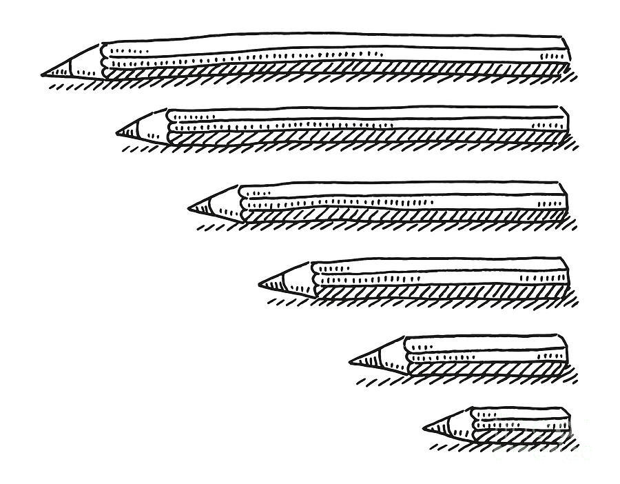 Group Of Pencils Becoming Smaller Drawing Drawing by Frank Ramspott ...