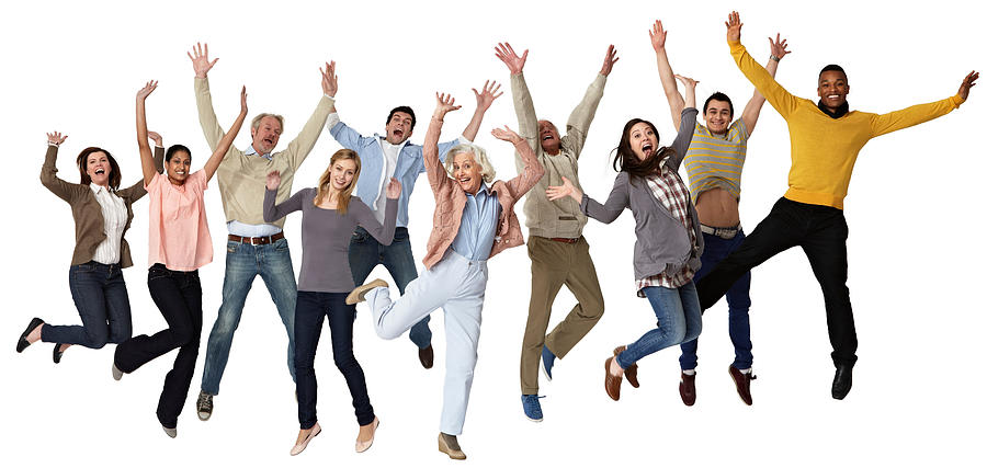 Group of people jumping, studio shot Photograph by Image Source