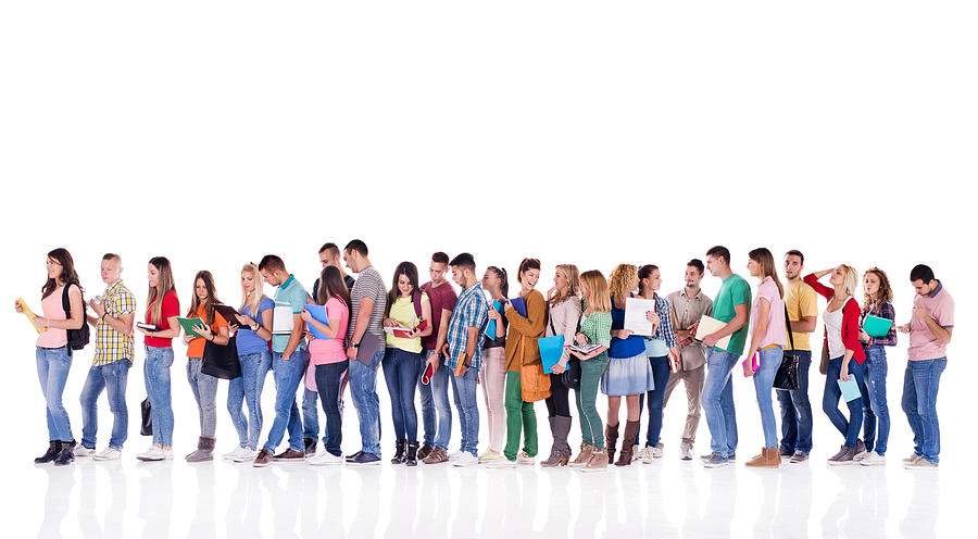 Group of students in a line. Photograph by BraunS