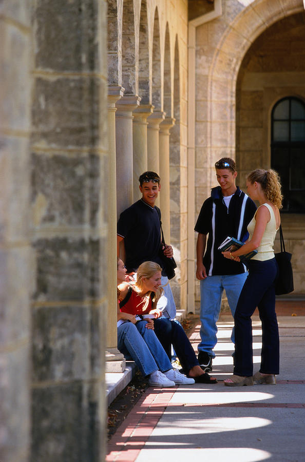 Group of Students Together on Campus Photograph by Jacobs Stock Photography