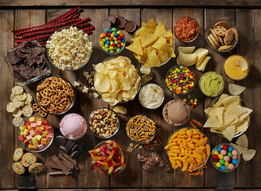 Group of Sweet and Salty Snacks, Perfect for Binge Watching Photograph by LauriPatterson