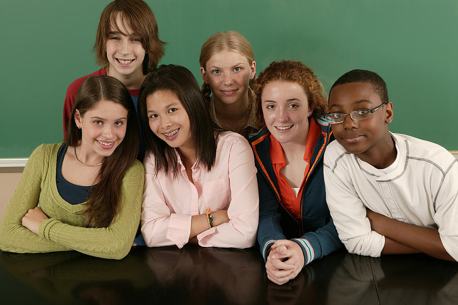 Group of teenagers at school Photograph by Comstock Images