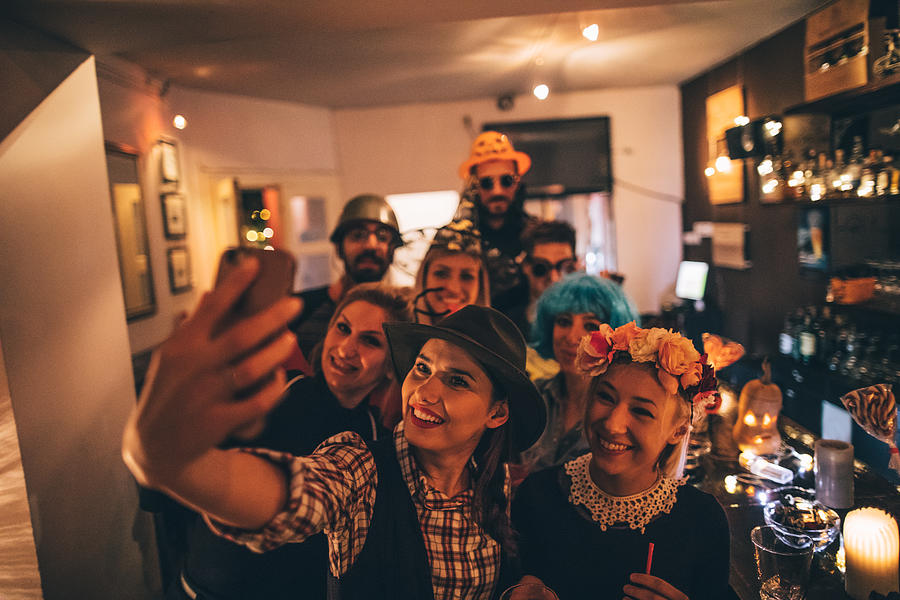 Group selfie on a Halloween party Photograph by AleksandarNakic