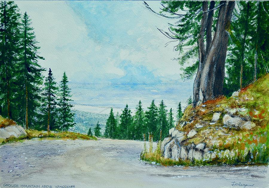 Grouse Mountain above Vancouver Painting by Dai Wynn